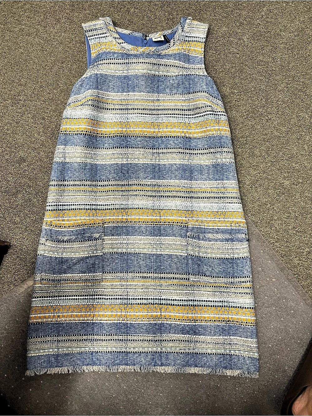Anthropologie Striped Mini Dress in Blue & Yellow Size Small